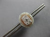 LARGE .69CT DIAMOND 14KT 2 TONE GOLD 3D CLUSTER OVAL DOUBLE HALO STUD EARRINGS