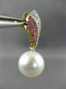 LARGE 1.46CT DIAMOND & PINK SAPPHIRE SOUTH SEA PEARL 14K WHITE GOLD 3D EARRINGS