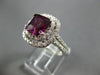 LARGE 4.80CT DIAMOND & AAA RHODOLITE 14KT WHITE GOLD DOUBLE HALO ENGAGEMENT RING