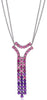3.01CT AAA PINK TOURMALINE & AMETHYST 18KT WHITE GOLD 3D CHANDELIER FUN NECKLACE