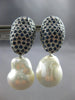 EXTRA LARGE 2.20CT AAA SAPPHIRE & SOUTH SEA PEARL 18KT WHITE GOLD PAVE EARRINGS