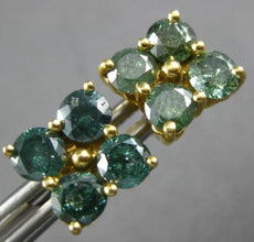 ESTATE 2.15CT BLUE DIAMOND 18KT YELLOW GOLD CLASSIC SQUARE FLOWER STUD EARRINGS