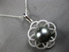 LARGE .73CT DIAMOND & AAA TAHITIAN PEARL 18KT WHITE GOLD FLOWER FLOATING PENDANT