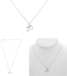 .12CT DIAMOND 14KT WHITE GOLD 3D HANDCUFF FIFTY SHADES OF GREY FUN LOVE NECKLACE