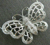 ESTATE LARGE .58CT DIAMOND 14K WHITE GOLD 3D FILIGREE BUTTERFLY BROOCH PENDANT