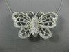 ESTATE LARGE .58CT DIAMOND 14K WHITE GOLD 3D FILIGREE BUTTERFLY BROOCH PENDANT