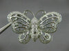 ESTATE LARGE .58CT DIAMOND 14K WHITE GOLD 3D FILIGREE BUTTERFLY BROOCH PENDANT