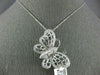 ESTATE LARGE .58CT DIAMOND 14K WHITE GOLD 3D FILIGREE BUTTERFLY BROOCH PENDANT