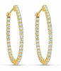 ESTATE 2.92CT DIAMOND 18KT YELLOW GOLD 3D OVAL INSIDE OUT HOOP HANGING EARRINGS