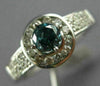 ESTATE .59CT WHITE & BLUE DIAMOND 14KT WHITE GOLD ROUND CLASSIC ENGAGEMENT RING