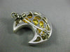 ESTATE LARGE .30CT FANCY YELLOW DIAMOND 18KT 2 TONE GOLD 3D MOON BROOCH PENDANT