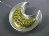 ESTATE LARGE .30CT FANCY YELLOW DIAMOND 18KT 2 TONE GOLD 3D MOON BROOCH PENDANT