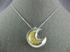 ESTATE LARGE .30CT FANCY YELLOW DIAMOND 18KT 2 TONE GOLD 3D MOON BROOCH PENDANT