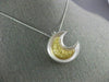 ESTATE LARGE .30CT FANCY YELLOW DIAMOND 18KT 2 TONE GOLD 3D MOON BROOCH PENDANT