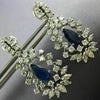 ESTATE LARGE 4.42CT DIAMOND & AAA SAPPHIRE 14KT WHITE GOLD 3D HANGING EARRINGS