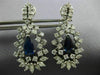 ESTATE LARGE 4.42CT DIAMOND & AAA SAPPHIRE 14KT WHITE GOLD 3D HANGING EARRINGS