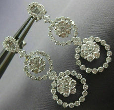 ESTATE LARGE 2.40CT DIAMOND 18KT WHITE GOLD 3D FLOWER JOURNEY HANGING EARRINGS