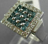 ESTATE LARGE .88CT WHITE & BLUE ROUND DIAMOND 14KT WHITE GOLD ANNIVERSARY RING
