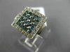 ESTATE LARGE .88CT WHITE & BLUE ROUND DIAMOND 14KT WHITE GOLD ANNIVERSARY RING