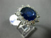 ESTATE LARGE 6.89CT DIAMOND & AAA SAPPHIRE 14KT WHITE GOLD 3D ENGAGEMENT RING