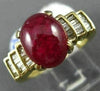 ESTATE LARGE 5.70CT DIAMOND & AAA CABOCHON RUBY 14KT YELLOW GOLD ENGAGEMENT RING