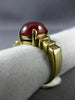 ESTATE LARGE 5.70CT DIAMOND & AAA CABOCHON RUBY 14KT YELLOW GOLD ENGAGEMENT RING