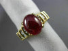 ESTATE LARGE 5.70CT DIAMOND & AAA CABOCHON RUBY 14KT YELLOW GOLD ENGAGEMENT RING