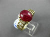 ESTATE LARGE 5.70CT DIAMOND & AAA CABOCHON RUBY 14KT YELLOW GOLD ENGAGEMENT RING