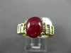 ESTATE LARGE 5.70CT DIAMOND & AAA CABOCHON RUBY 14KT YELLOW GOLD ENGAGEMENT RING
