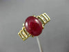 ESTATE LARGE 5.70CT DIAMOND & AAA CABOCHON RUBY 14KT YELLOW GOLD ENGAGEMENT RING