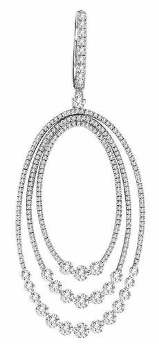 ESTATE LARGE 3.40CT DIAMOND 18KT WHITE GOLD MULTI OVAL JOURNEY HANGING EARRINGS
