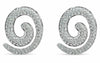 ESTATE LARGE 1.85CT ROUND DIAMOND 18KT WHITE GOLD 3D CLASSIC SWIRL FUN EARRINGS