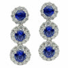 ESTATE LARGE 6.21CT DIAMOND & AAA SAPPHIRE 18KT WHITE GOLD 3D HANGING EARRINGS