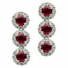 ESTATE LARGE 4.68CT DIAMOND & AAA RUBY 18K WHITE GOLD 3D FLOWER HANGING EARRINGS