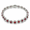ESTATE 16.67CT DIAMOND & AAA RUBY 18KT WHITE GOLD FLOWER CLUSTER TENNIS BRACELET