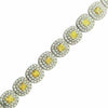 ESTATE WIDE 10.40CT WHITE & CANARY DIAMOND 18K TWO TONE GOLD 3D TENNIS BRACELET