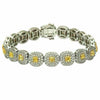 ESTATE WIDE 10.40CT WHITE & CANARY DIAMOND 18K TWO TONE GOLD 3D TENNIS BRACELET