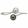 ESTATE 1.03CT DIAMOND & AAA TAHITIAN PEARL 18KT WHITE GOLD LOVE BANGLE BRACELET