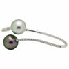 ESTATE 1.03CT DIAMOND & AAA TAHITIAN PEARL 18KT WHITE GOLD LOVE BANGLE BRACELET