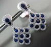LARGE 3.31CT DIAMOND & AAA SAPPHIRE 18K WHITE GOLD 3D TEAR DROP HANGING EARRINGS
