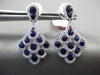 LARGE 3.31CT DIAMOND & AAA SAPPHIRE 18K WHITE GOLD 3D TEAR DROP HANGING EARRINGS