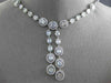 ESTATE LARGE 12.77CT ROUND & BAGUETTE DIAMOND 18KT WHITE GOLD 3D LARIAT NECKLACE