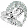 ESTATE LARGE 2.45CT ROUND DIAMOND 18K WHITE GOLD 3D MULTI ROW LOVE KNOT FUN RING
