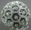 ESTATE LARGE 1.46CT DIAMOND 18KT WHITE GOLD 3D FLOWER HEXAGON DOME COCKTAIL RING