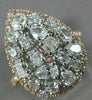 ESTATE LARGE 2.12CT WHITE & PINK DIAMOND 18K WHITE & ROSE GOLD 3D CLUSTER RING
