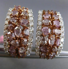 ESTATE LARGE 4.99CT WHITE & PINK DIAMOND 18KT WHITE & ROSE GOLD CLIP ON EARRINGS