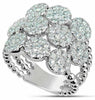 ESTATE LARGE 2.20CT DIAMOND 18K WHITE GOLD MULTI FLOWER CLUSTER BEADED LOVE RING