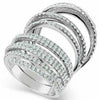 ESTATE LARGE 2.80CT DIAMOND 18KT WHITE GOLD 3D MULTI ROW CRISS CROSS LOVE RING