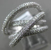 ESTATE LARGE 1.32CT DIAMOND 18K WHITE GOLD 3D CRISS CROSS SEMI ETERNITY FUN RING