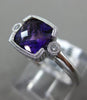 ESTATE 1.27CT DIAMOND & AAA AMETHYST 14KT WHITE GOLD 3D SEMI BEZEL MILGRAIN RING